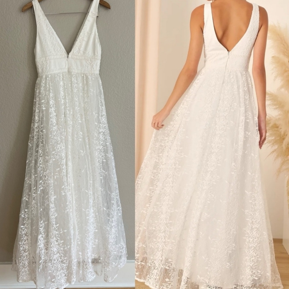 Lulu's White Lace Wedding Dress